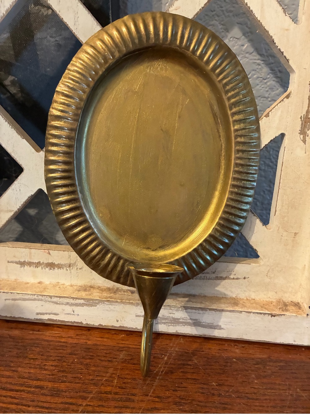 Brass Oval Wall Sconce Candle Holder - Gold Finish